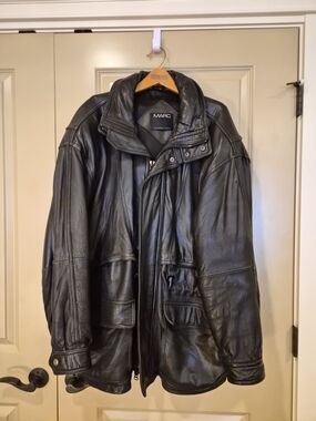 Andrew Marc Leather Jacket Men’s Black Bomber Coat Size Large